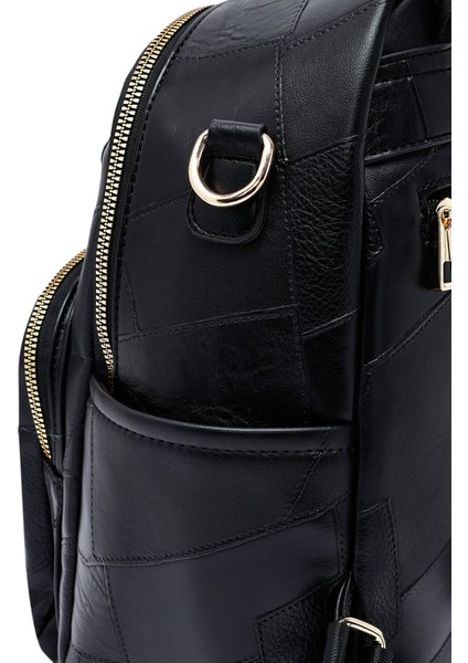 Kadın Siyah Uzun Askılı Baskılı Sırt Çantası 25ABD261726