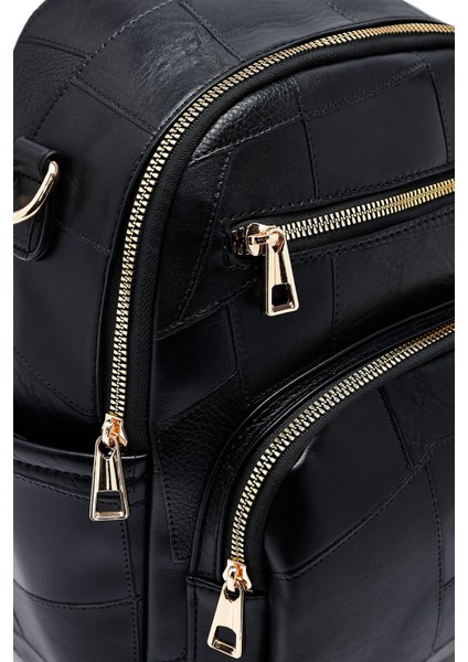 Kadın Siyah Uzun Askılı Baskılı Sırt Çantası 25ABD261726