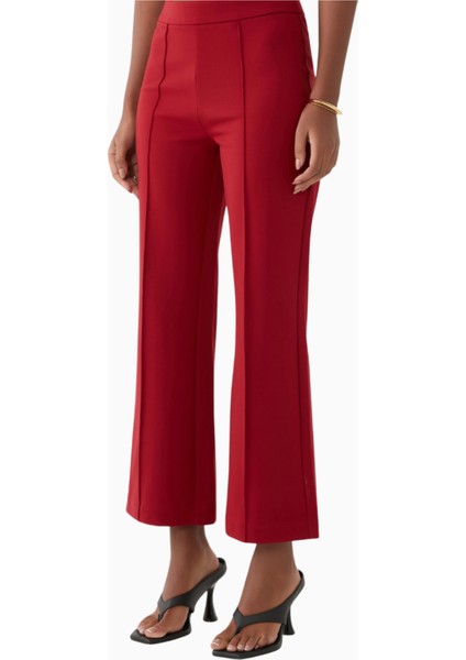 Knack Pantolon Retro Flare Kesim ve Canlı Kırmızı ile Şıklığı Yansıtan Kadın Pantolonu fiyatları