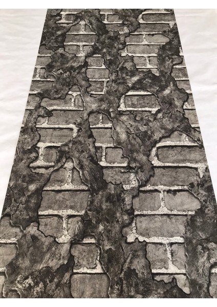 Doğal Taş Görünümlü Siyah 3D 5m2 Duvar Kağıdı