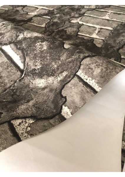 Doğal Taş Görünümlü Siyah 3D 5m2 Duvar Kağıdı fırsatları