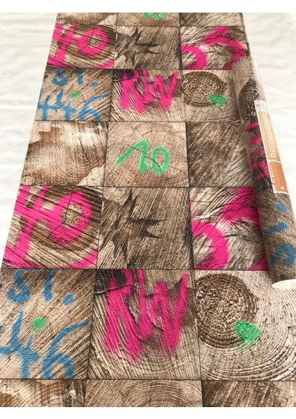 Renkli Kütük Desenli 5m2 Duvar Kağıdı