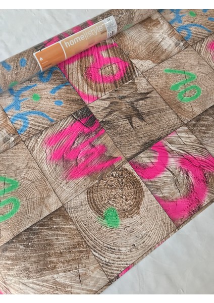 Renkli Kütük Desenli 5m2 Duvar Kağıdı fiyatları