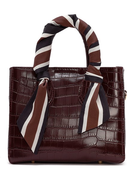 Kadın Bordo Uzun Askılı Kroko Desenli Mini Kol Çantası 25WBD2713E3 modelleri