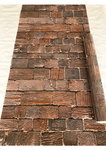 Doğal Taş Görünümlü Kahverengi 3D 5m2 Duvar Kağıdı