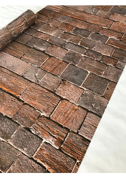 Doğal Taş Görünümlü Kahverengi 3D 5m2 Duvar Kağıdı fiyatları