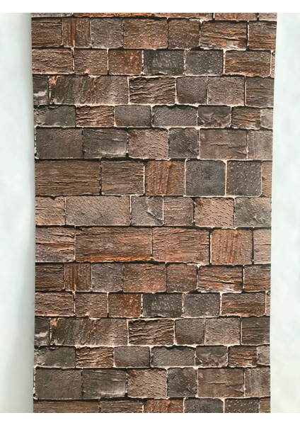 Doğal Taş Görünümlü Kahverengi 3D 5m2 Duvar Kağıdı modelleri