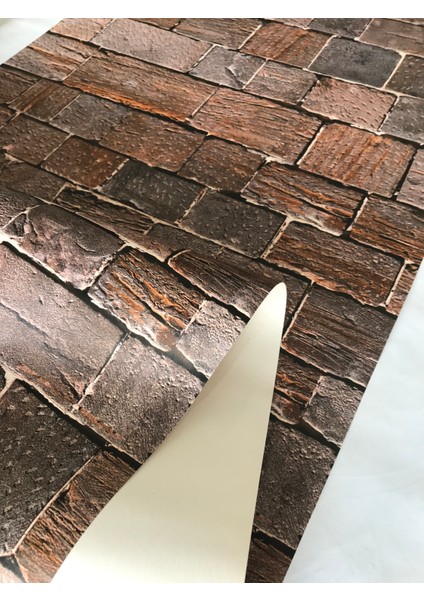 Doğal Taş Görünümlü Kahverengi 3D 5m2 Duvar Kağıdı fırsatları