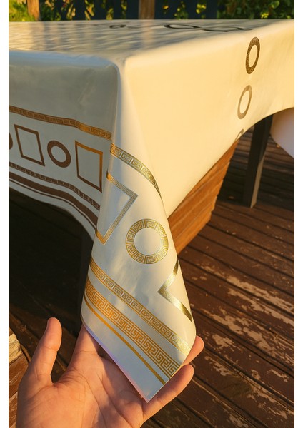 Lüks Desenli Altın Yaldızlı Su Geçirmez Pvc Masa Örtüsü Modern Şık Tasarım Kolay Silinebilir Sofra indirimleri