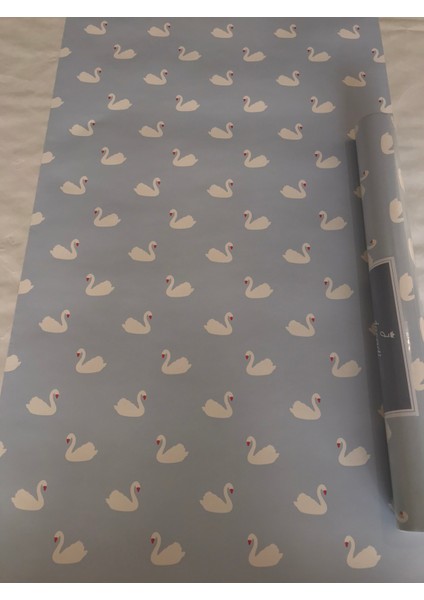 1401 Kuğu Desenli Mavi Beyaz Çocuk Odası 5m2 Duvar Kağıdı