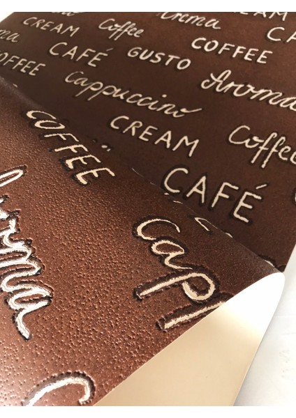 Kahve Yazılı Kabartmalı 5m2 Duvar Kağıdı modelleri