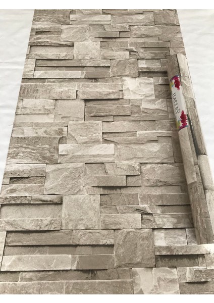 Doğal Taş Görünümlü Bej 3D 5m2 Duvar Kağıdı