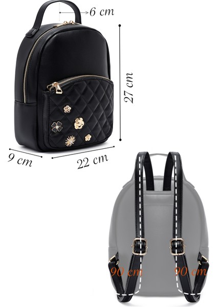 Kadın Siyah Aksesuarlı Kapitone Sırt Çantası 25ABD2614KP fiyatları