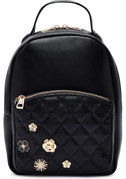 Kadın Siyah Aksesuarlı Kapitone Sırt Çantası 25ABD2614KP modelleri