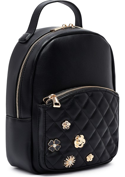 Kadın Siyah Aksesuarlı Kapitone Sırt Çantası 25ABD2614KP indirimleri