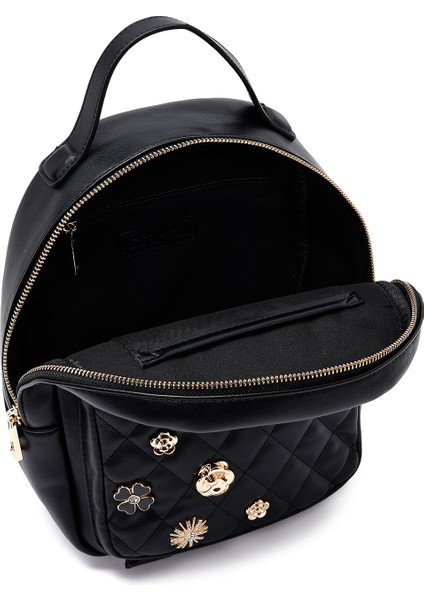 Kadın Siyah Aksesuarlı Kapitone Sırt Çantası 25ABD2614KP