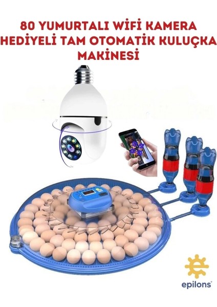 80 Yumurta Kapasiteli Tam Otomatik Çiftlik Kuluçka Makinesi Wifi Ampul Kamera Hediyeli Mz-80
