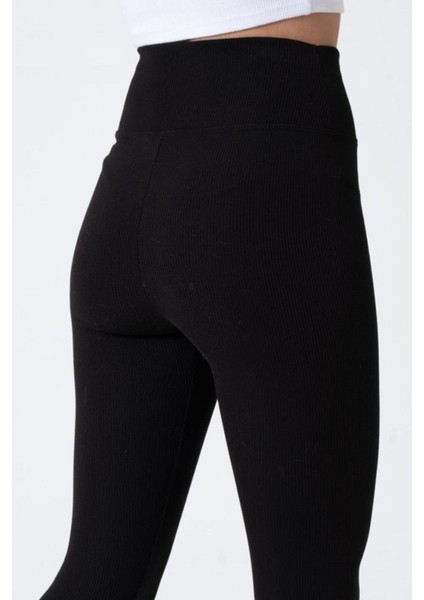 Kadın Siyah Tayt Fitilli Yüksek Bel Fitilli Tayt fiyatları