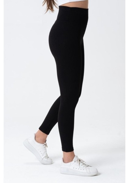 Kadın Siyah Tayt Fitilli Yüksek Bel Fitilli Tayt fırsatları