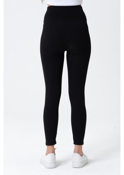 Kadın Siyah Tayt Fitilli Yüksek Bel Fitilli Tayt indirimleri