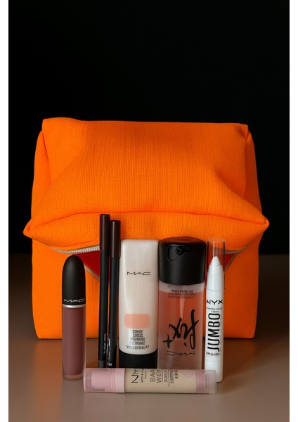 Neon Turuncu Su Iticili Çok Amaçlı Makyaj ve Saklama Çantası