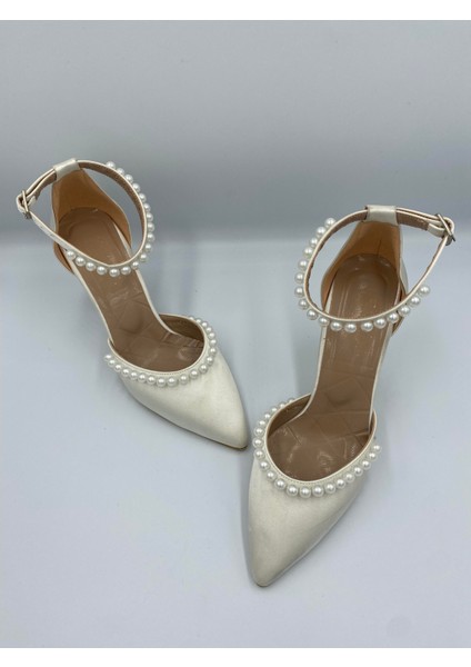 Pearl Kemerli Inci Detaylı 9 cm Topuklu Saten Kadın Ayakkabı modelleri