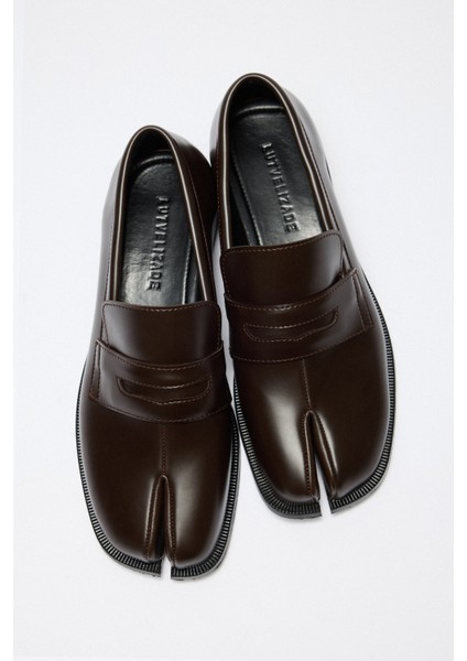 Loafer 2508 - Parmak Arası Klasik Loafer Acı Kahve Kadın Loafer