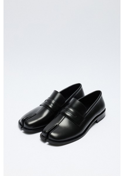 Loafer 2508 - Parmak Arası Klasik Loafer Siyah Kadın Loafer
