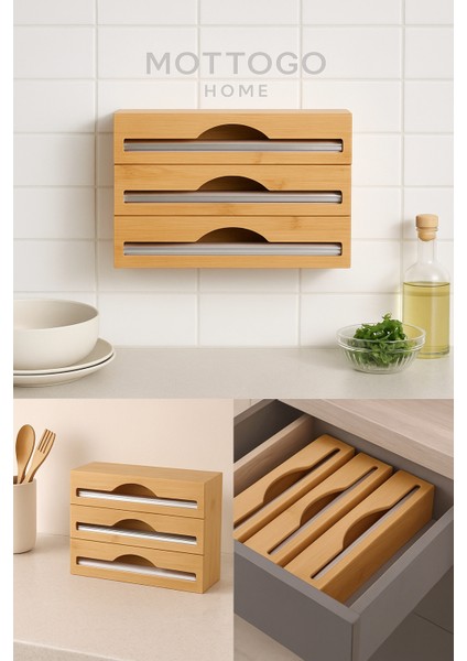 Bambu Streç ve Folyo Kesici, Bambu Streçlik ve Folyo Kesici 3 Bölmeli