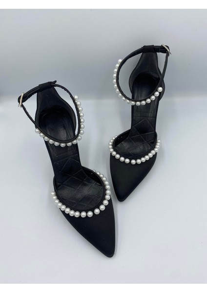 Pearl Kemerli Inci Detaylı 9 cm Topuklu Saten Kadın Ayakkabı modelleri