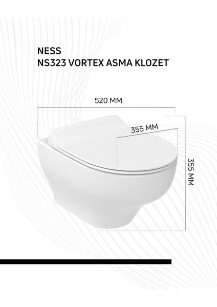 Ness Vortex Asma Klozet ve Kapak Seti indirimleri
