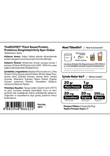 Plant Based Protein Bezelye ve Pirinç Proteini ile BCAA 262,5 gr Türkiye Menşeli modelleri