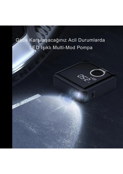 ZC-001 | Taşınabilir Akıllı Dijital Ekranlı Araç Hava Kompresörü | Powerbank Özellikli | 150 PSI | LED Aydınlatma & SOS Işık | Araba – Motosiklet – Bisiklet – Top fiyatları