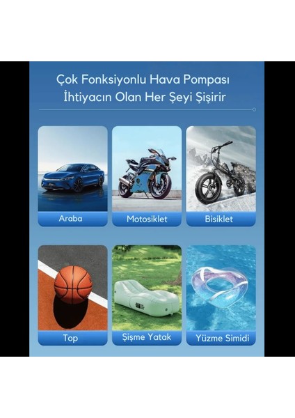 ZC-001 | Taşınabilir Akıllı Dijital Ekranlı Araç Hava Kompresörü | Powerbank Özellikli | 150 PSI | LED Aydınlatma & SOS Işık | Araba – Motosiklet – Bisiklet – Top