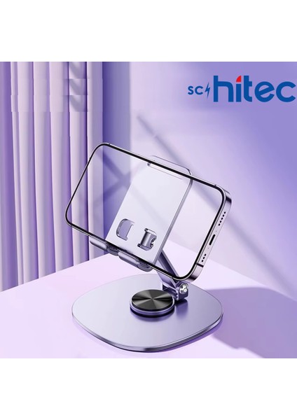 360° Dönebilen Masa Üzeri Metal Telefon ve Tablet Tutucu Stand Gri