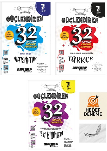 Ankara 7.sınıf Güçlendiren 32 Haftalık Matematik Türkçe Fen Denemeleri Hedef Deneme