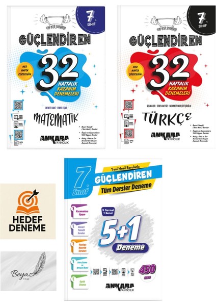 Ankara 7.sınıf Güçlendiren 32 Haftalık Matematik Türkçe Tüm Dersler 5+1 Denemeleri Hedef Deneme