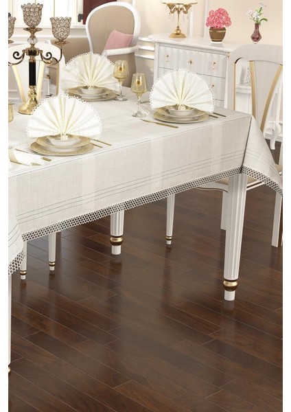 Asu 26 Parça Masa Örtüsü Takımı 160X220 cm Krem