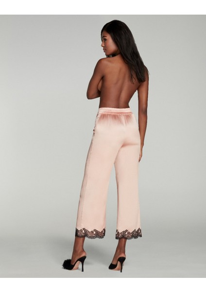 Amelea Pembe Yüksek Bel Stretch Ipek Saten Pijama Altı Siyah Dantel Detaylı Konforlu Tasarım fiyatları