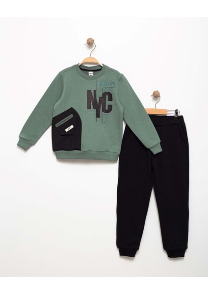 Erkek Çocuk Cep Detaylı Baskılı Eşofman Takımı M00756