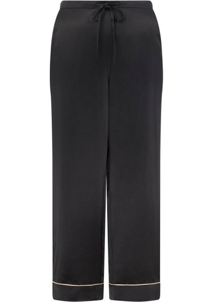 Siyah Ipek Classic Pyjama Pantolon , Rahat, Cep Detaylı, Bağcıklı Bel fiyatları