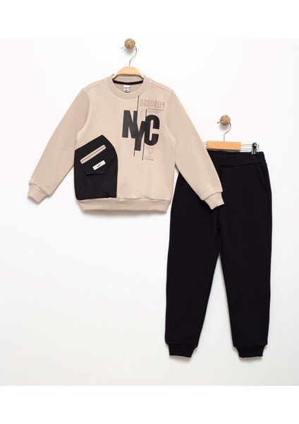 Erkek Çocuk Cep Detaylı Baskılı Eşofman Takımı M00756
