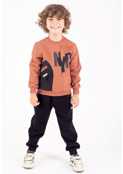 Erkek Çocuk Cep Detaylı Baskılı Eşofman Takımı M00756