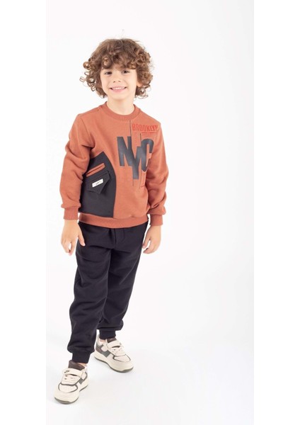 Erkek Çocuk Cep Detaylı Baskılı Eşofman Takımı M00756 modelleri