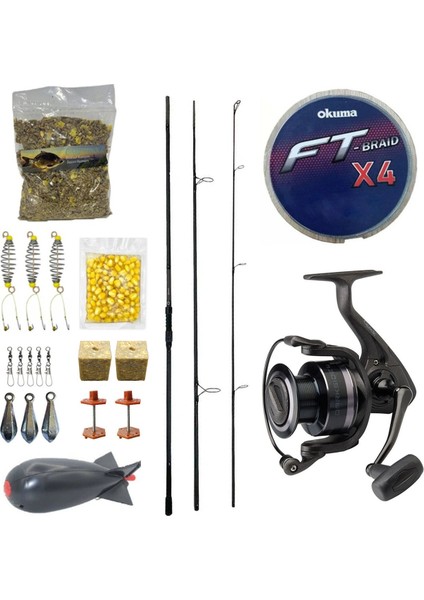 Profesyonel Sazan Olta Seti Prologic C-Series 390 cm 3 Parça&dam Quick Darkside 4 6000S Fd 3+1bb Olta Makinesi