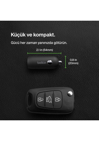 Boost↑charge™ 30W Hızlı Araç Şarj Cihazı, Usb-C Güç Dağıtım Portlu Kompakt Tasarım, Usb-C - L indirimleri