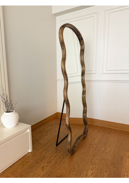 Doğal Ahşap Çerçeveli Bulut Model 180X80 cm ( Ceviz ) Ayaklı Boy Aynası modelleri