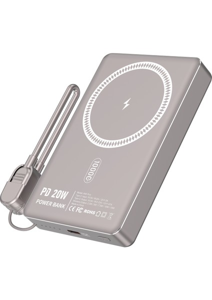 RV-PWS630A 10000 Mah 20W Pd Hızlı Şarj Destekli Kablosuz Powerbank – Akıllı Saat Şarj Özellikli