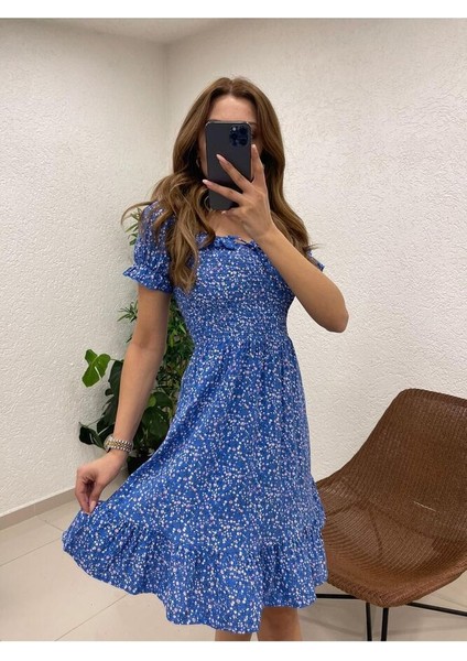 Kadın Çıtır Desen Dar Kalıp Gipeli Kısa %100 Pamuk Viskon Elbise