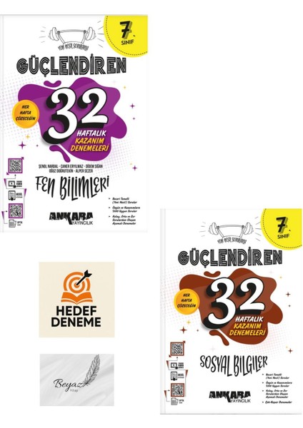 Ankara 7.sınıf Güçlendiren 32 Haftalık Fen Bilimleri Sosyal Bilgiler Denemeleri Hedef Deneme